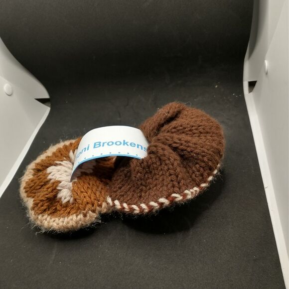 Hand Crafted Knit Scrunchies Brown Tan Jumbo Hair Hair Band Accessory Set of 2 - Picture 2 of 4